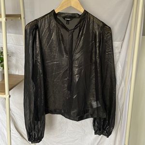 Express Sheer Black and Silver Blouse
